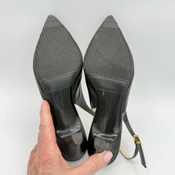 Salvatore Ferragamo Slingback Heels 9 Black - Picture 13 of 16